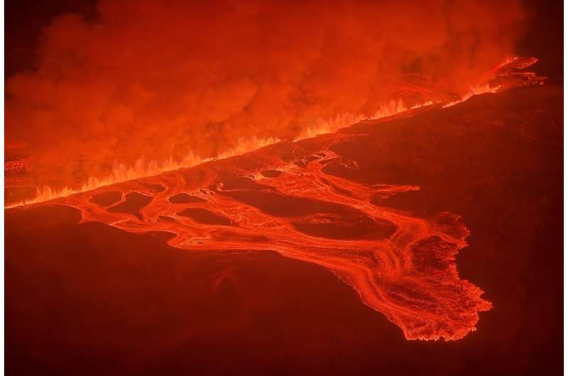 The latest fissure to break open and spew lava in southwestern Iceland