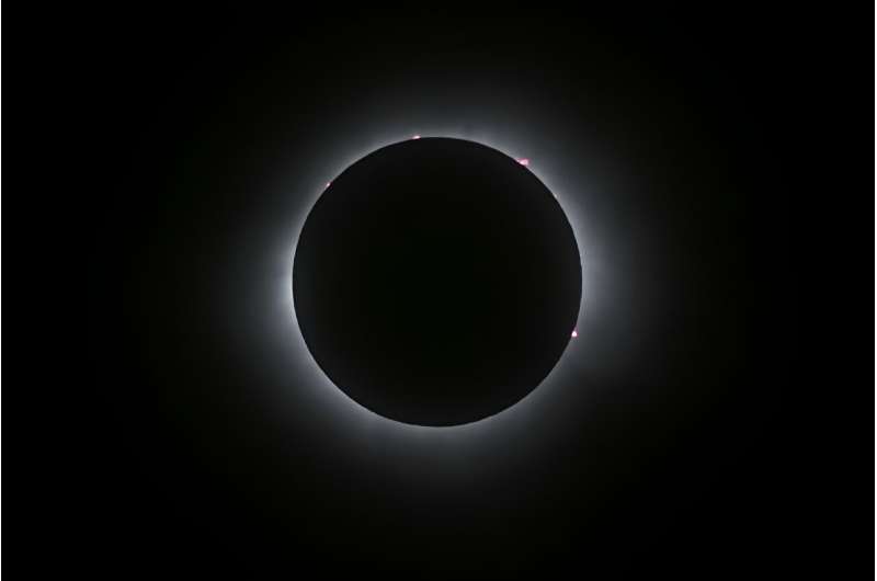 The moon eclipses the sun during the total solar eclipse in Mazatlan, Sinaloa state, Mexico