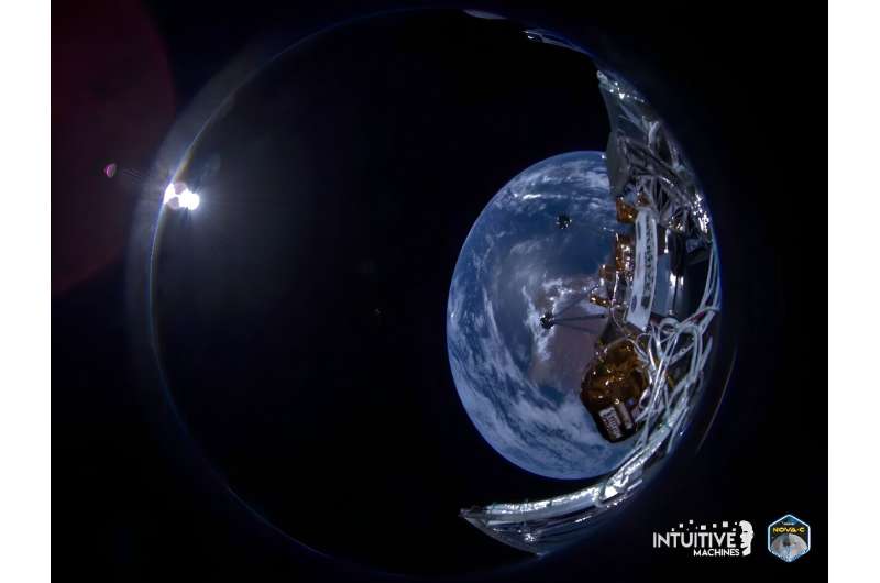 This photo courtesy of Intuitive Machine shows the first view of Earth taken during the IM-1 mission