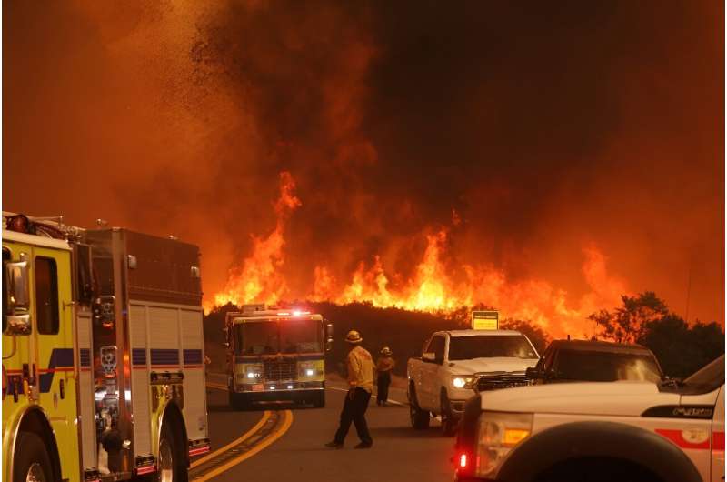 Three huge blazes are burning in hills around Los Angeles