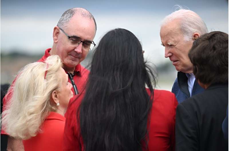 US President Joe Biden with United Auto Workers (UAW) President, Shawn Fain in September 2023 ahead of Biden's visit to UAW picket line