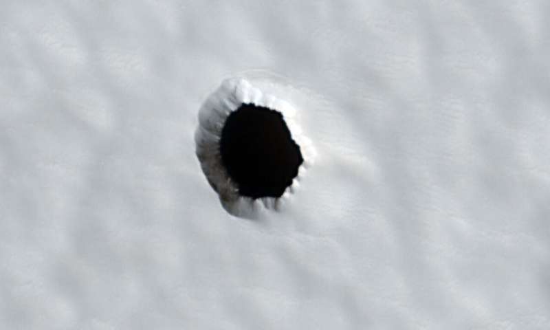 What's under this hole on the surface of Mars?