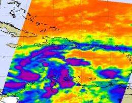 NASA satellite sees Tomas weaken to a tropical depression ... for now