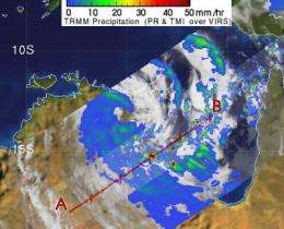 TRMM satellite sees Paul's low headed back to Gulf of Carpentaria