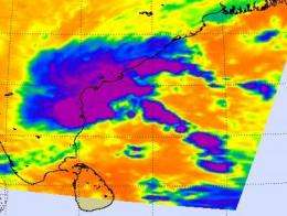 NASA satellites see heavy rainfall and displaced thunderstorms in System 94B