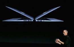Apple CEO Steve Jobs announces the new MacBook Air