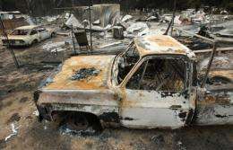 File photo shows the township of Flowerdale, near Melbourne, in ruins following devastating bushfires