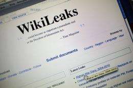 The homepage of the WikiLeaks.org website is seen on a computer after leaked classified military documents were posted