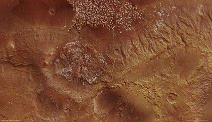 Rocky mounds and a plateau on Mars