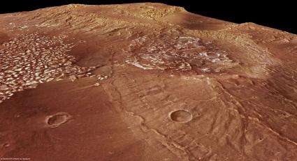 Rocky mounds and a plateau on Mars