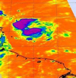 NASA infrared data sees convection building in Fiona's clouds
