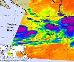 Tropical Depression 2-E struggling, while Tropical Storm Blas is born