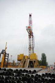 A a geothermal borehole beng drilled