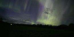 A display of Aurora Borealis, northern lights, in Ostby,Sweden