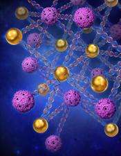 A mix of tiny gold and viral particles -- and the DNA ties that bind them