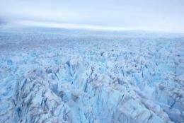 An aerial view of the ice glacier of Ilulissat, Greenland