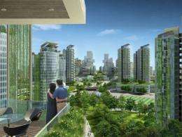 An artists impression of an "eco-city" which is now under construction near the port city of Tianjin