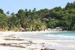 An empty beach is seen in the Ile a Vache, a paradise island in front of the city of Les Cayes, Haiti