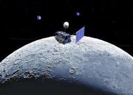 An illustration of the lunar observation satellite Kaguya