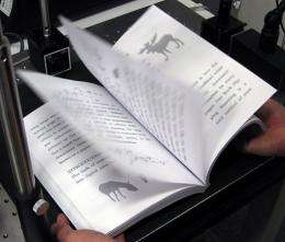 A prototype ultra-speed scanner capable of digitising a book in one minute, developed by professor Masatoshi Ishikawa