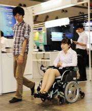 A robotic wheelchair, developed by Saitama University's professor Yoshinori Kobayashi