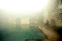 A Turkish man visits a thermal bath in the historical city Allianoi