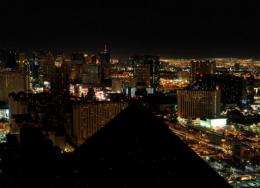 A view of the darkened Las Vegas Strip during Earth Hour in 2010