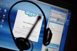 A view of the Skype internet phone program