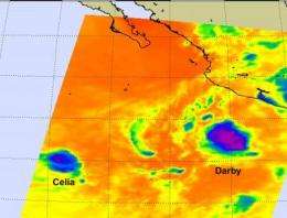 Celia and Darby are now both weakening tropical storms