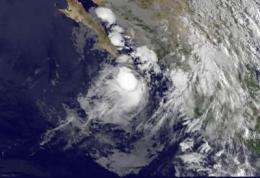 GOES-11 catches quick birth of Tropical Storm Georgette already moving into Baja California
