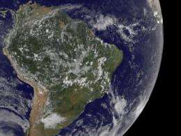 GOES-12 captures south Atlantic Tropical Storm 90Q far from Argentina's coast