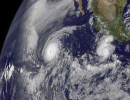 GOES-13 captures 2 major hurricanes: Darby trailing Celia