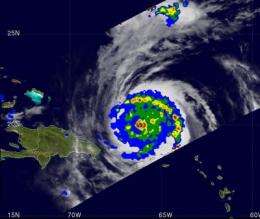 Hurricane warnings posted on US East Coast, NASA sees Earl's heavy rainfall