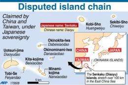 Map showing the disputed islands in the East China Sea