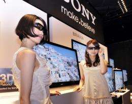 Models display a new Sony 3D television