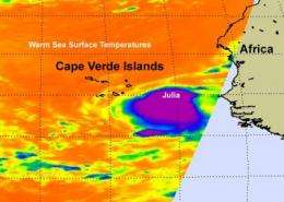 NASA sees Tropical Storm Julia born with strong thunderstorms and heavy rainfall