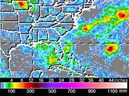 NASA's TRMM satellite maps flood potential as TD5's remnants keep soaking Louisiana, Mississippi