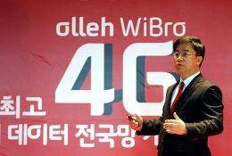 Pyo Hyun-Myung, president of KT Corp, attends the launch ceremony of fourth-generation WiBro network