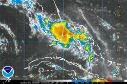 Satellite image of tropical storm Bonnie