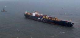 Six coastguard ships were working to minimise the impact of the spill from the Panamanian-registered MSC Chitra