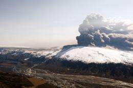Smoke and ash billow from the Eyjafjallajokull volcano during an eruption