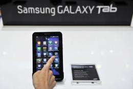 The Galaxy Tab has a seven-inch (18-centimetre) touch screen -- smaller than the iPad's nearly 10-inch display