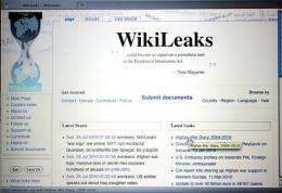 The homepage of the WikiLeaks.org website is seen on a computer after leaked classified military documents were posted