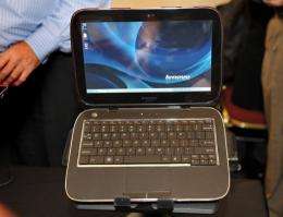 The Lenovo IdeaPad U1 is on display at a trade fair in Las Vegas