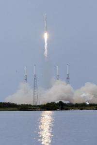 The SpaceX Falcon 9 test rocket lifts off