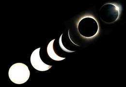 The various stages of a total solar eclipse