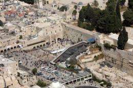 The Western Wall (C), part of the Temple Mount in east Jerusalem.