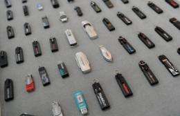 USB drives displayed at the office of Trek 2000 International in Singapore